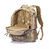 Sac à dos tactique vintage unisexe PF avec cadre externe, camouflage, 36-56L, fermeture éclair, imperméable, en nylon et polyester, bandoulière arquée