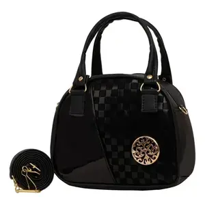 Sac bandoulière pour femme Fana, motif à carreaux, noir, imperméable, en laine, cuir, doublure en polyester, style moderne, usage quotidien - Product Image 3