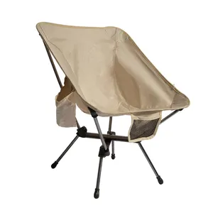 Aluminum Outdoor Camping Chair Low Back Portable Beach Moon Chair with Pocket