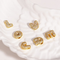 Collar con Letra Inicial A-Z Chapado en Oro de 18K con Circonitas, Colgante de Letra Burbuja, Cadena de Cuerda Trenzada, Amuleto Alfabético para Mujer