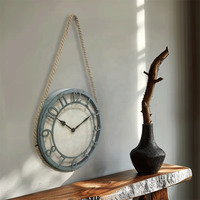 Infinity Time 13 pouces horloge murale côtière corde de chanvre mouvement à Quartz marocain en détresse corps en plastique 3D chanvre déco horloges suspendues