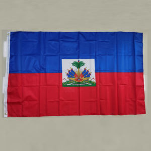 Drapeau <span class=keywords><strong>du</strong></span> pays d'Haïti en polyester 100% bon marché, 3*5 pieds, Amérique <span class=keywords><strong>du</strong></span> <span class=keywords><strong>Nord</strong></span>, ODM/OEM, avec 2 œillets pour la décoration - Product Image 1