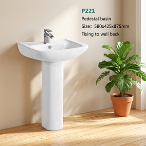 Lavabo sur pied en céramique à faible coût <span class=keywords><strong>de</strong></span> l'usine <span class=keywords><strong>de</strong></span> Chaozhou, lavabo <span class=keywords><strong>de</strong></span> <span class=keywords><strong>salle</strong></span> <span class=keywords><strong>de</strong></span> <span class=keywords><strong>bain</strong></span> autoportant anti-taches avec glaçure brillante - Product Image 2