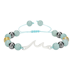 Handmade Woven Natural <b>Stone</b> <b>Bracelet</b> Stainless Steel Wave Beaded Jewelry Unisex Fashion Accessory - Product Image 1