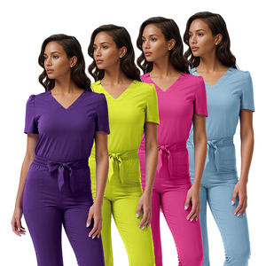 OEM set da <span class=keywords><strong>infermiera</strong></span> ospedaliera scrub in Spandex in poliestere leggero e resistente alla moda con stampa personalizzata - Product Image 2