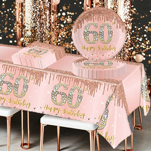 1 Paquete de Decoración para Fiesta de <span class=keywords><strong>Cumpleaños</strong></span> Número 13-<span class=keywords><strong>70</strong></span> en Oro Rosa, con Mantel Desechable - Product Image 2