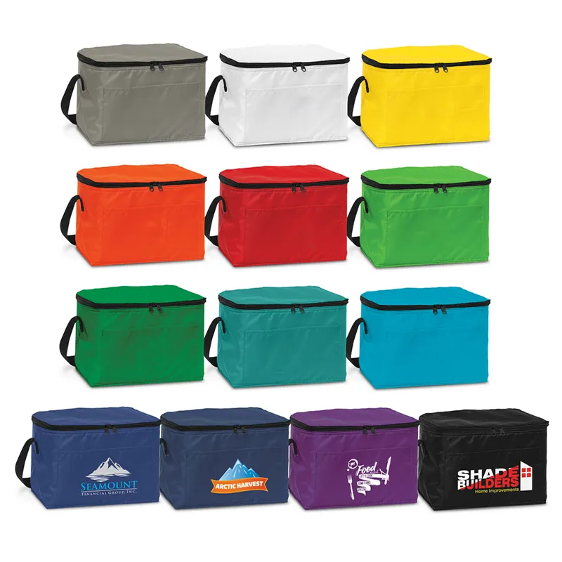 Promotional custom insulated lunch bag 6 cans thermal cooler bag with logo polyester insulated cooler bags to keep food cold
