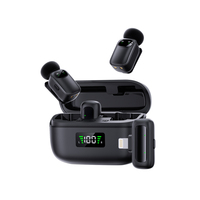 T1 Mini Kabelloses Lavalier-Mikrofon 2er-Pack mit Ladeetui Lightning-Empfänger für Vlog Live-Streaming Interview