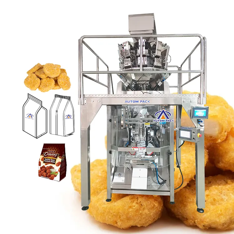 In Stock ATM-S520W Automatic Vertical Block Bottom Bag Pouch Packaging Cashew Peanut Snacks Granule Potato Chips Packing Machine