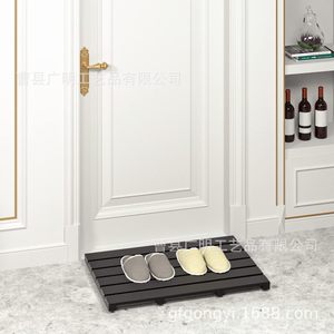 Tapis de bain en bambou noir, design minimaliste rectangulaire, pour salle de bain, douche, spa - Product Image 2