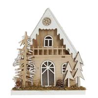Décoration de table de village de Noël en bois lumineux, maisons de Noël en bois blanc scintillant, cabane LED