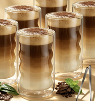Mug à café en verre double paroi de 400 ml (13,5 oz) de bonne qualité, résistant à la chaleur et au froid, pour thé noir, latte, café