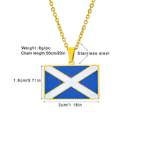 Collier à breloques carte de l'Ecosse émaillée en acier inoxydable Collier à chaîne avec pendentif carte de l'Ecosse de l'équipe de soutien en émail plaqué or 18 carats