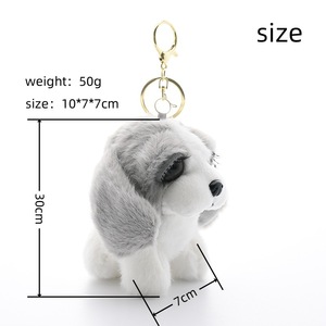 Porte-clés pendentif chien en peluche mignon de dessin animé avec yeux éclatants et longs cils, accessoire de décoration pour sac <span class=keywords><strong>à</strong></span> dos, cadeau - Product Image 2