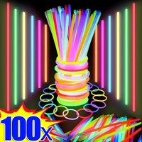 Bâtons fluorescents multicolores pour fête, 50/100 pièces, bâton lumineux coloré, bracelet lumineux flexible, fournitures de fête