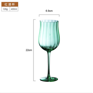 Creative Antique Glass Set-Juego de vidrio alto en forma de tulipán verde soplado a mano para beber vino vintage-Diseño floral Retro - Product Image 3