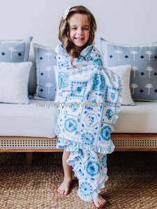 Couverture de plage à volants double couche pour tout-petits, fabrication OEM/ODM, couverture courte en peluche pour enfants, couverture douce pour les genoux. - Product Image 6