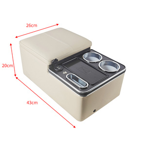 Reposabrazos Universal CARFU de Fábrica con Carga Inalámbrica/Luz LED/2 Puertos USB/Doble Portavasos, Kits Interiores Modernos en Color Beige - Product Image 4