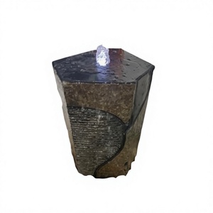 Fuente de Columna de Basalto Natural Tallada a Medida, Estilo Moderno, 90 cm de Altura, Pilar de Piedra Texturizada, Fuente de Agua con Núcleo Perforado de 32 mm - Product Image 1