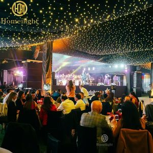 신제품 LED 스타 천 골든 옐로우 드레이프 스타 커튼 배경 무대 조명 파티 야간 벽 천장 결혼식 - Product Image 3