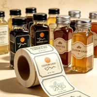 Étiquette de bouteille autocollante personnalisée, étiquette d'emballage de boisson vintage imprimée sur mesure pour bouteille en verre de café froid ou de thé