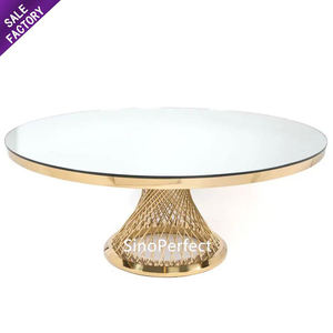 Mesa Redonda de Espejo Dorada de Acero Inoxidable para Bodas y Eventos, Proveedor Chino, Bienvenida de los Novios y los Invitados - Product Image 1