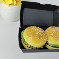 Vente en gros de boîtes à lunch en carton ondulé jetables au micro-ondes hamburger noir au poulet emballage à emporter recyclé