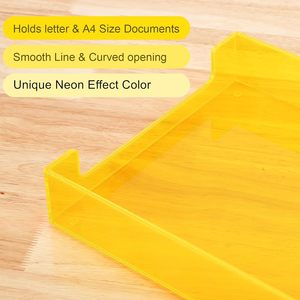 Bespoke Neon màu vàng Khay giấy Acrylic tập tin tổ chức cho bàn thư Khay tài liệu chủ Văn phòng Nguồn cung cấp Tạp Chí SORTER - Product Image 2