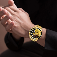 Montres automatiques pour hommes, montre-bracelet de marque Relojfashion avec mouvement à double aiguille creuse