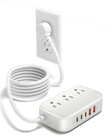 Multiprise USB-C 8-en-1 20W 65W avec 3 prises CA, 3 USB-C et 2 USB-A à charge rapide, rallonge pour bureau, maison, voyage
