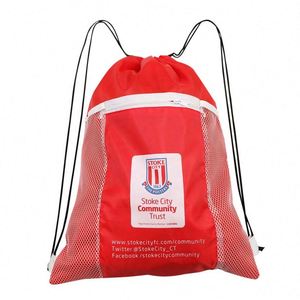 Promotional Draw String Sports <b>Backpack</b> Waterproof Polyester <b>Drawstring</b> Bag With Mesh - Product Image 3
