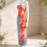 Robe longue sans bretelles sur mesure OEM, coupe ajustée, imprimée, sans manches, pour soirée d'été