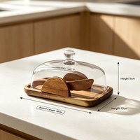 Plateau à beurre rectangulaire en verre, plat à fromage avec couvercle et couteau, sans BPA et portable, boîte à gâteau et dessert pour la cuisine, marque Zhaohai