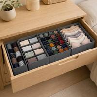 Ensemble de 4 organiseurs de tiroirs pliables, séparateurs de rangement en tissu non tissé pour sous-vêtements, chaussettes, cravates, 32*32*12cm, personnalisable OEM