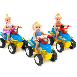 Jouet classique à cordon pour bébé fille, poupée moto, robe de poupée, couleur variable, cordon à tirer, 4 roues, jouet moto à roulettes - Product Image 2