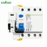 Disjoncteur différentiel EBASEE fabricant IEC 16A-100A Type A AC 2 pôles 4P 10mA 30mA 100mA 300mA 40A 63A RCCB