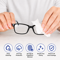 Lingettes anti-buée pour lentilles, 48 heures, 100 unités, emballées individuellement, logo OEM personnalisé, revêtement nano anti-buée pour lunettes et masques