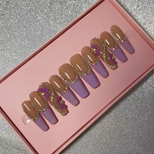 <span class=keywords><strong>Marbre</strong></span> Nail Art <span class=keywords><strong>Faux</strong></span> ongles emballés sur mesure étiquettes privées durables pour l'application au doigt directement du fournisseur d'ongles - Product Image 1