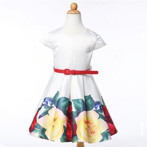 <b>Turkey</b> Wholesale Kids <b>Clothes</b> Child White Printing Flower Princess Dress - Product Image 2