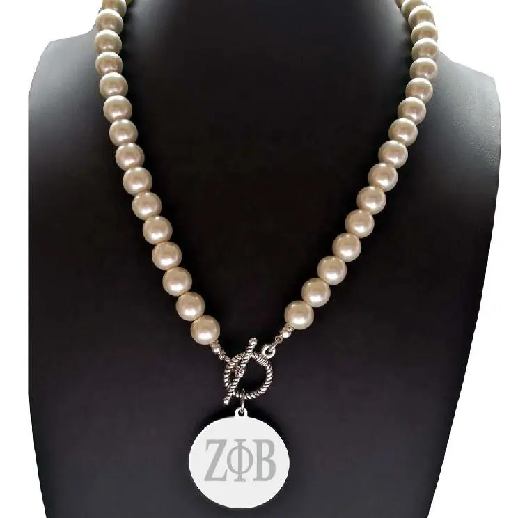 Collar de perlas ZOB Delta SigmaTheta OES de acero inoxidable personalizado ZETA PHI BETA