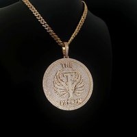 NUOYA Offre Spéciale Iced Out CZ Diamond Hip Hop Fine Jewelry Silver Big Size Round Disk Shape Entièrement Bling Custom Name Number Pendant