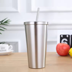 Custom Double Wall Stainless Steel <b>Coffee</b> Cup Hot and Cold Vacuum Insulated Tumbler With Straw - Product Image 2