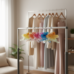 Clip appendiabiti in plastica da 9 cm con motivo floreale sfumato, 2 pezzi per colore - Product Image 3