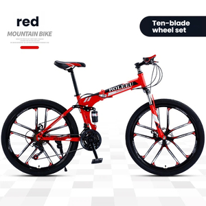 Bicicleta <span class=keywords><strong>de</strong></span> Montaña <span class=keywords><strong>de</strong></span> 26 Pulgadas y 21 Velocidades, Bicicleta Plegable con Suspensión Trasera, Rueda <span class=keywords><strong>de</strong></span> una Pieza con Absorción <span class=keywords><strong>de</strong></span> Impactos, Freno <span class=keywords><strong>de</strong></span> Disco Doble, Cuadro <span class=keywords><strong>de</strong></span> Acero con Alto Contenido <span class=keywords><strong>de</strong></span> Carbono - Product Image 1