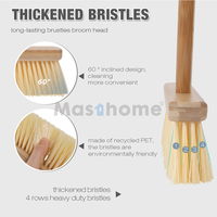 Masthome-Juego de escoba y recogedor de bambú respetuosos con el medio ambiente, 4 filas, cerdas de Mascota de alta resistencia, con recogedor de hierro