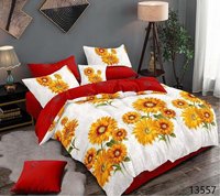 Parure de Lit King Size 8 Pièces Motifs Floraux avec Couettes et Draps Trois Places