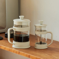 Cafetière à piston portable 350 ml 1000 ml en verre résistant à la chaleur pour camping, avec filtre en acier inoxydable 304, écologique et sans BPA