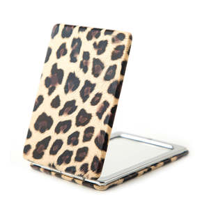 Wholesale Custom Logo Leopard Pattern Folding <b>Compact</b> <b>Mirror</b> Magnetic Closure Double Sided Glass Pocket Vanity <b>Mirror</b> - Product Image 3
