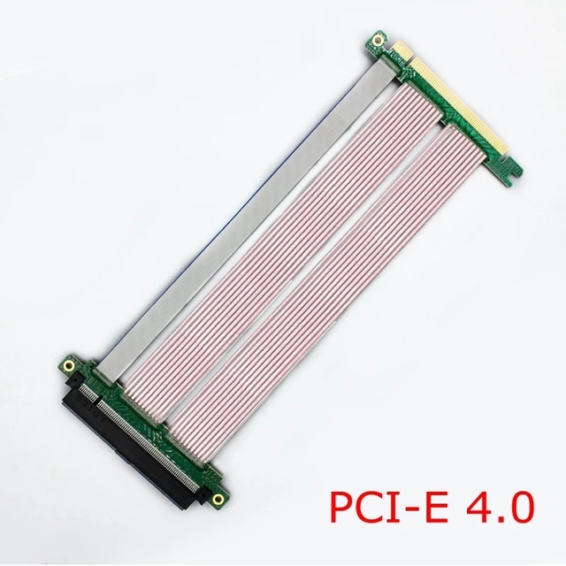 PCIe x16 Riser Cable Gen 4 High Speed PC Graphics Card PCI-E 4.0 16x Extension Cable Flexible Full Speed for GPU 1U 2U Chassis