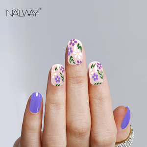 24 Uds diseño <span class=keywords><strong>de</strong></span> <span class=keywords><strong>flores</strong></span> cuadradas brillantes prensa corta en las <span class=keywords><strong>uñas</strong></span> postizas reutilizables <span class=keywords><strong>de</strong></span> color púrpura oscuro para mujeres <span class=keywords><strong>niñas</strong></span> manicura - Product Image 2